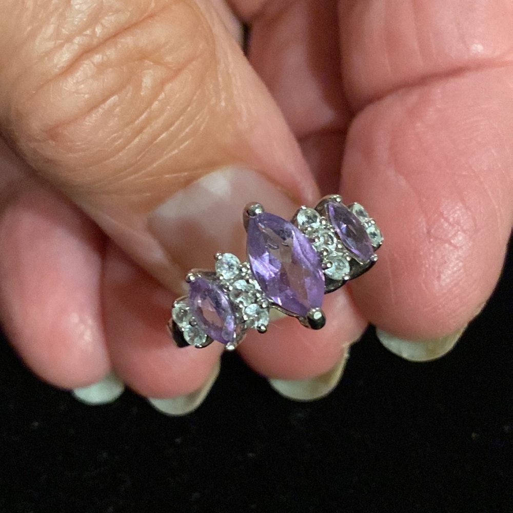 Sterling Silver Amethyst Colored Stone Ring - image 8